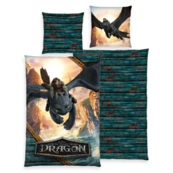 Dragons Bettwäsche Größe 80x80 + 135x200 cm