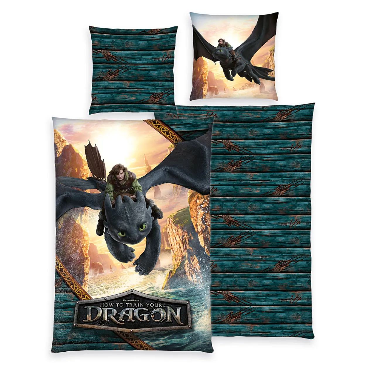 Dragons Bettwäsche Größe 80x80 + 135x200 cm