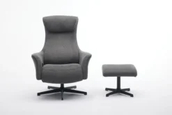 Drehsessel mit Hocker, ca. 76 x 88 x 106,5 cm - Dunkelgrau