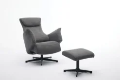 Drehsessel mit Hocker, ca. 76 x 88 x 106,5 cm - Dunkelgrau