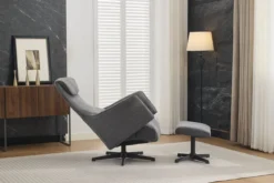 Drehsessel mit Hocker, ca. 76 x 88 x 106,5 cm - Dunkelgrau
