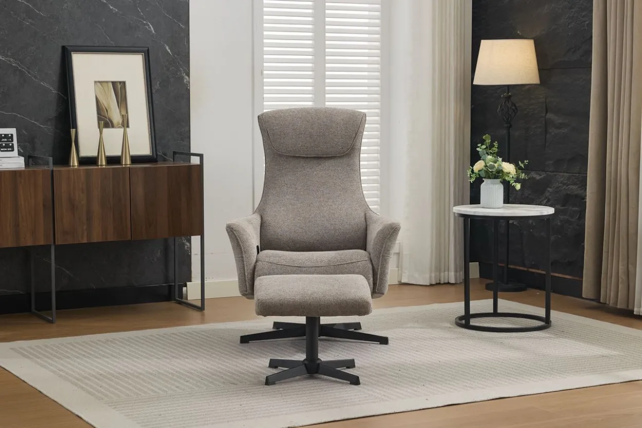 Drehsessel mit Hocker - Grau