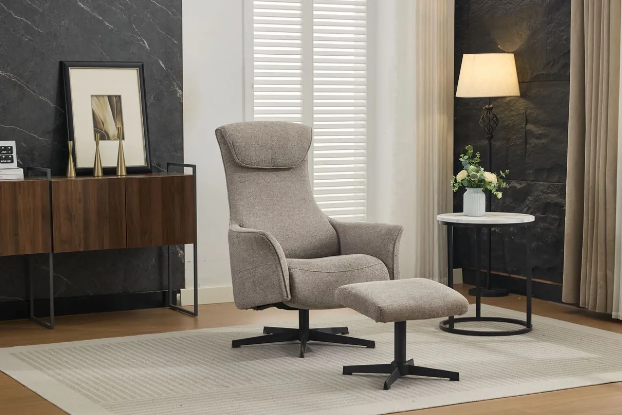 Drehsessel mit Hocker - Grau