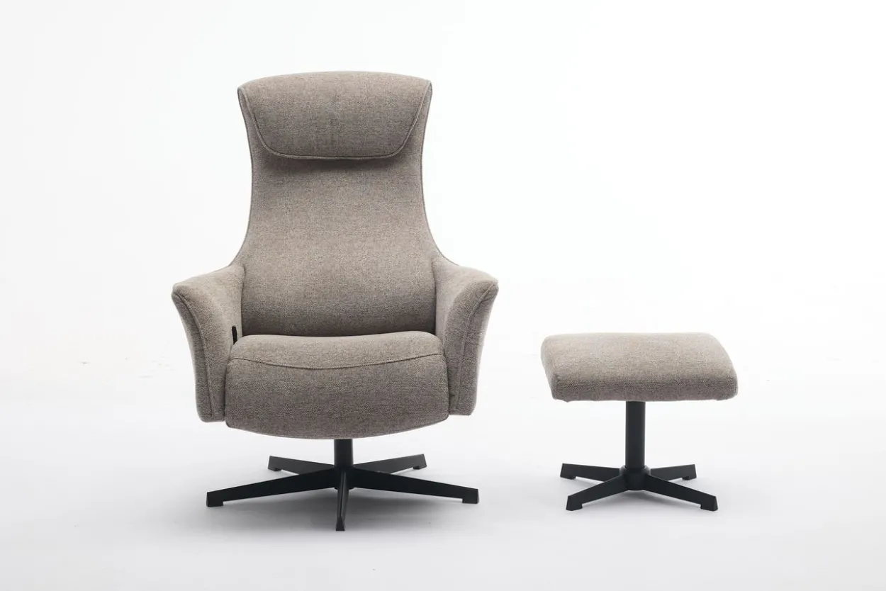 Drehsessel mit Hocker - Grau