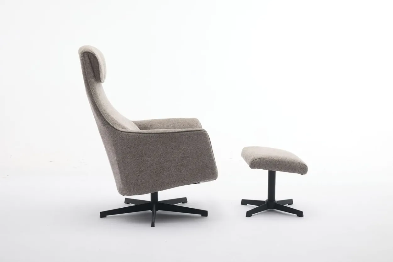Drehsessel mit Hocker - Grau