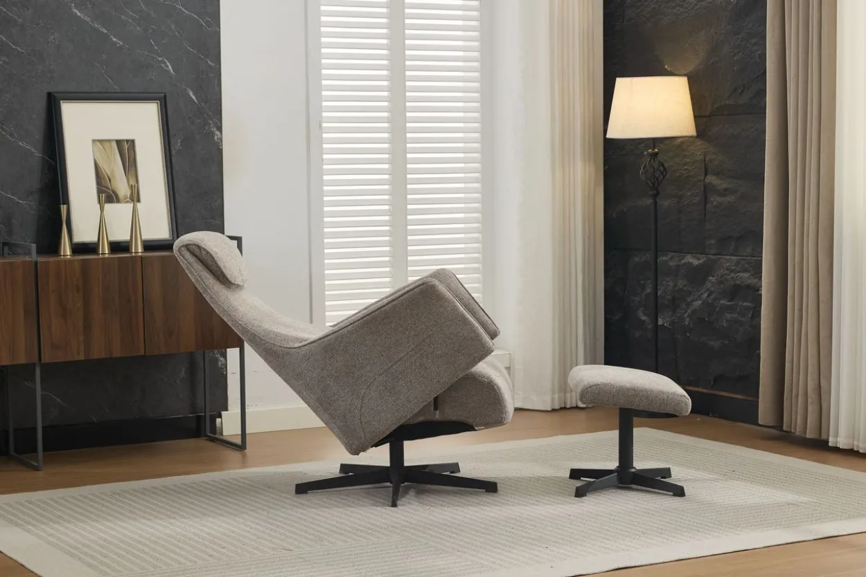Drehsessel mit Hocker - Grau