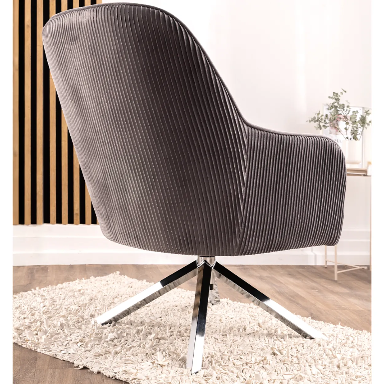 Drehsessel mit Samtbezug, ca. 76 cm x 67 cm x 85 cm - Grau
