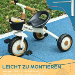 Dreirad, Kinderfahrrad mit Fahrradkorb, Kinderrad für Kinder 2-5 Jahre