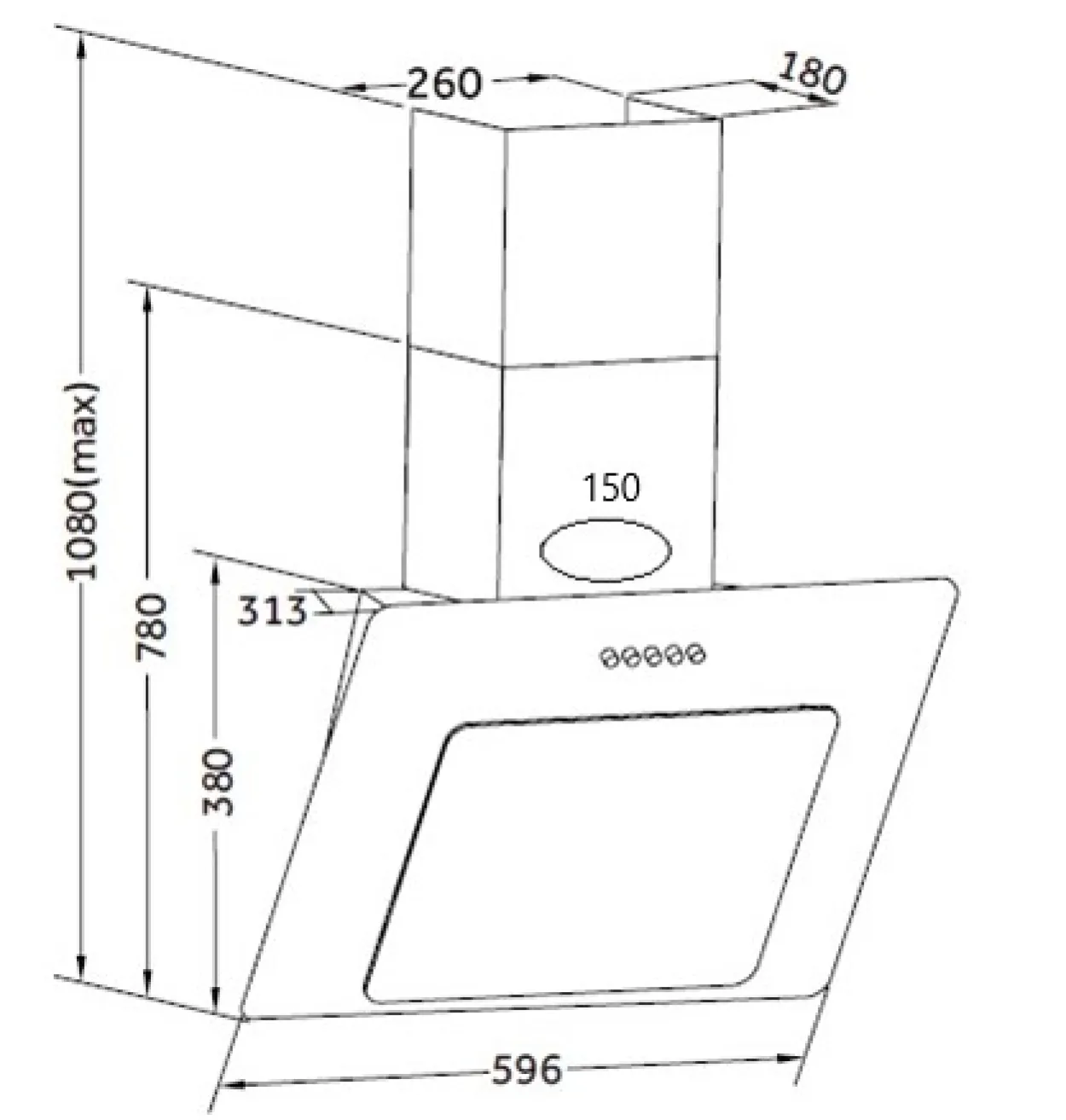 Dunstabzugshaube 9039X Glas 60 cm