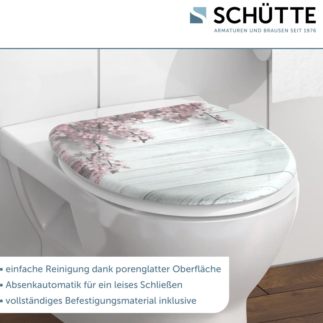 Duroplast WC-Sitz FLOWER&WOOD, mit Absenkautomatik