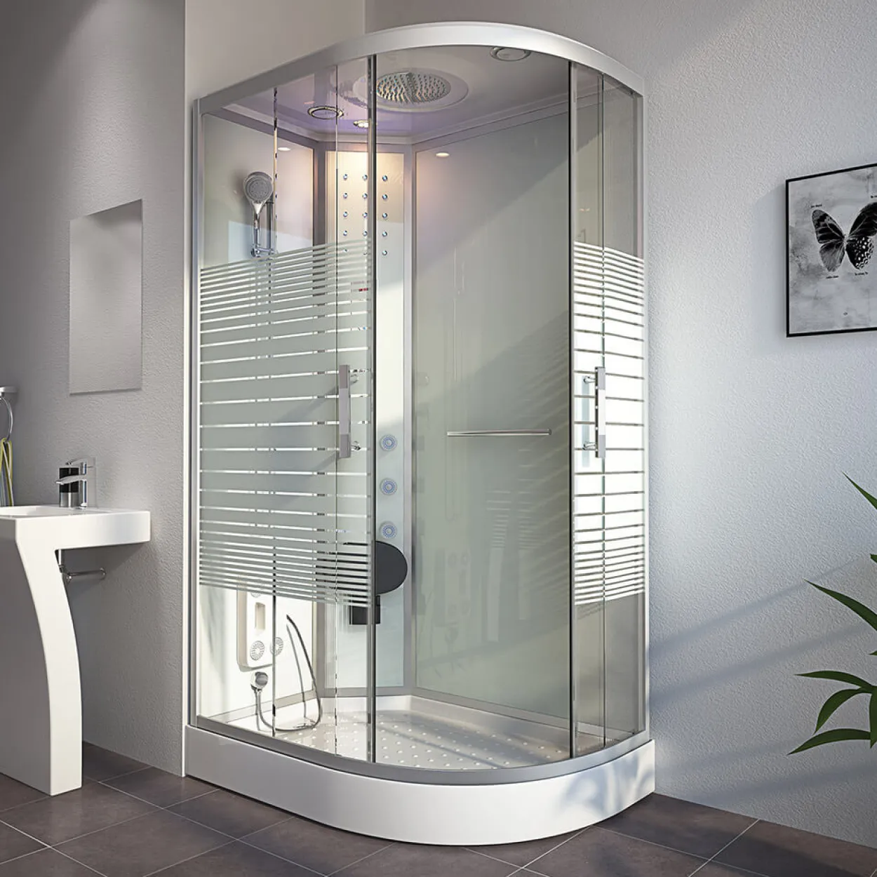 Duschkabine WHITE PEARL - ca. 120 x 80 cm, Rechts