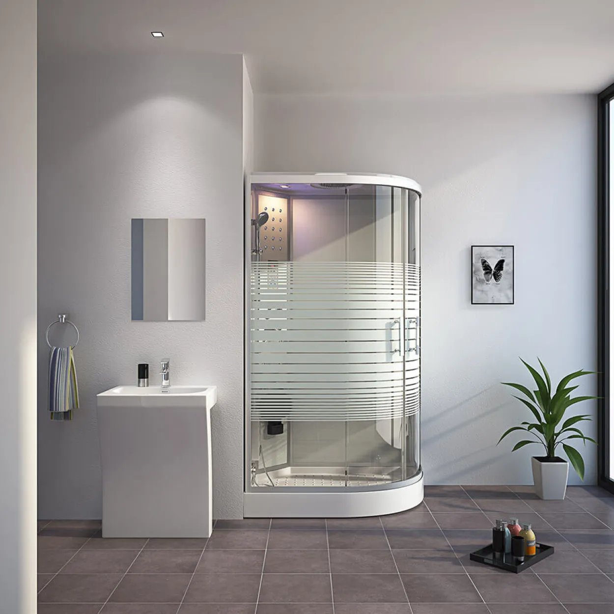 Duschkabine WHITE PEARL - ca. 120 x 80 cm, Rechts
