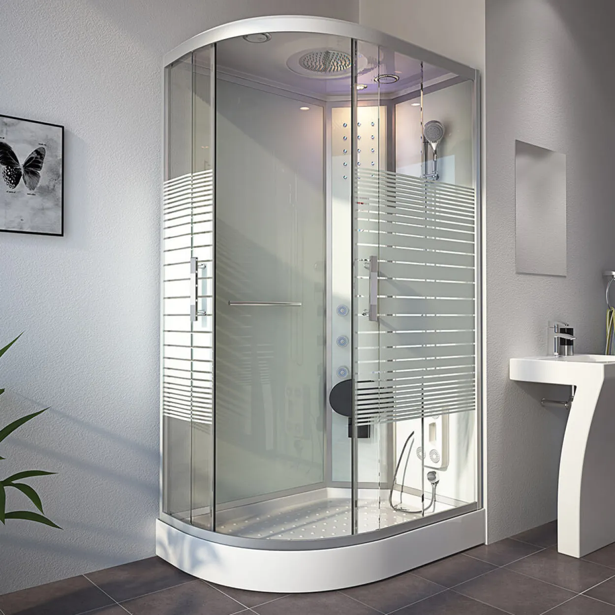 Duschkabine WHITE PEARL - 120 x 80 cm Links