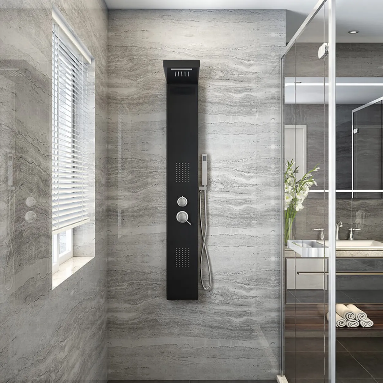 Duschpaneel CASCATA - black