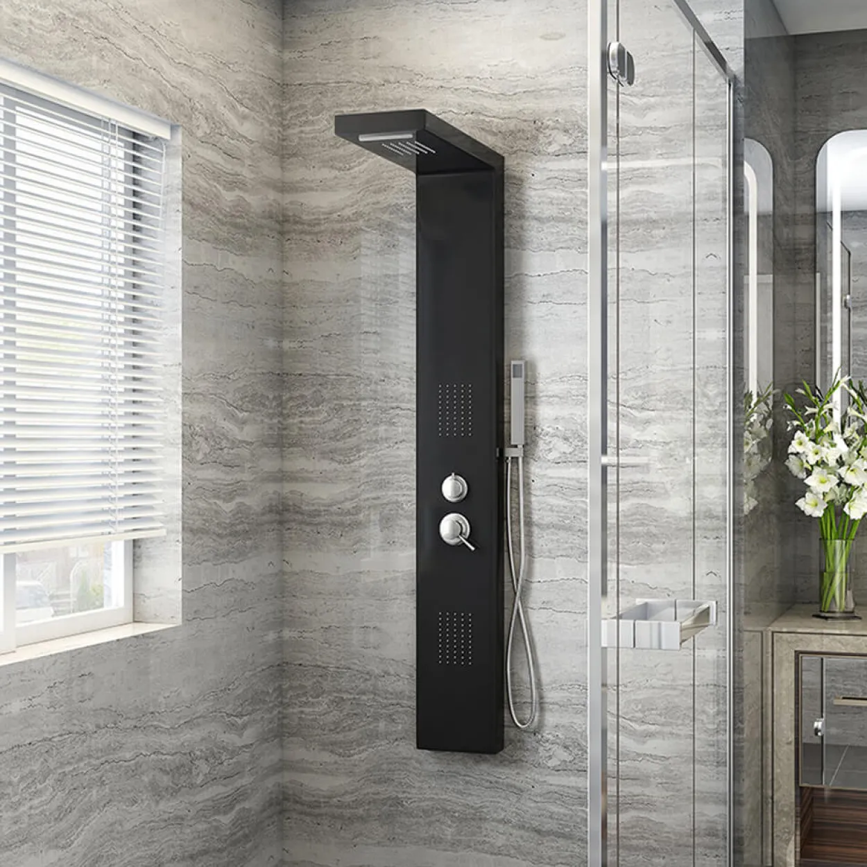 Duschpaneel CASCATA - black