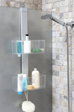 Duschregal Aluminium mit zwei Körben aus Kunststoff (N34)