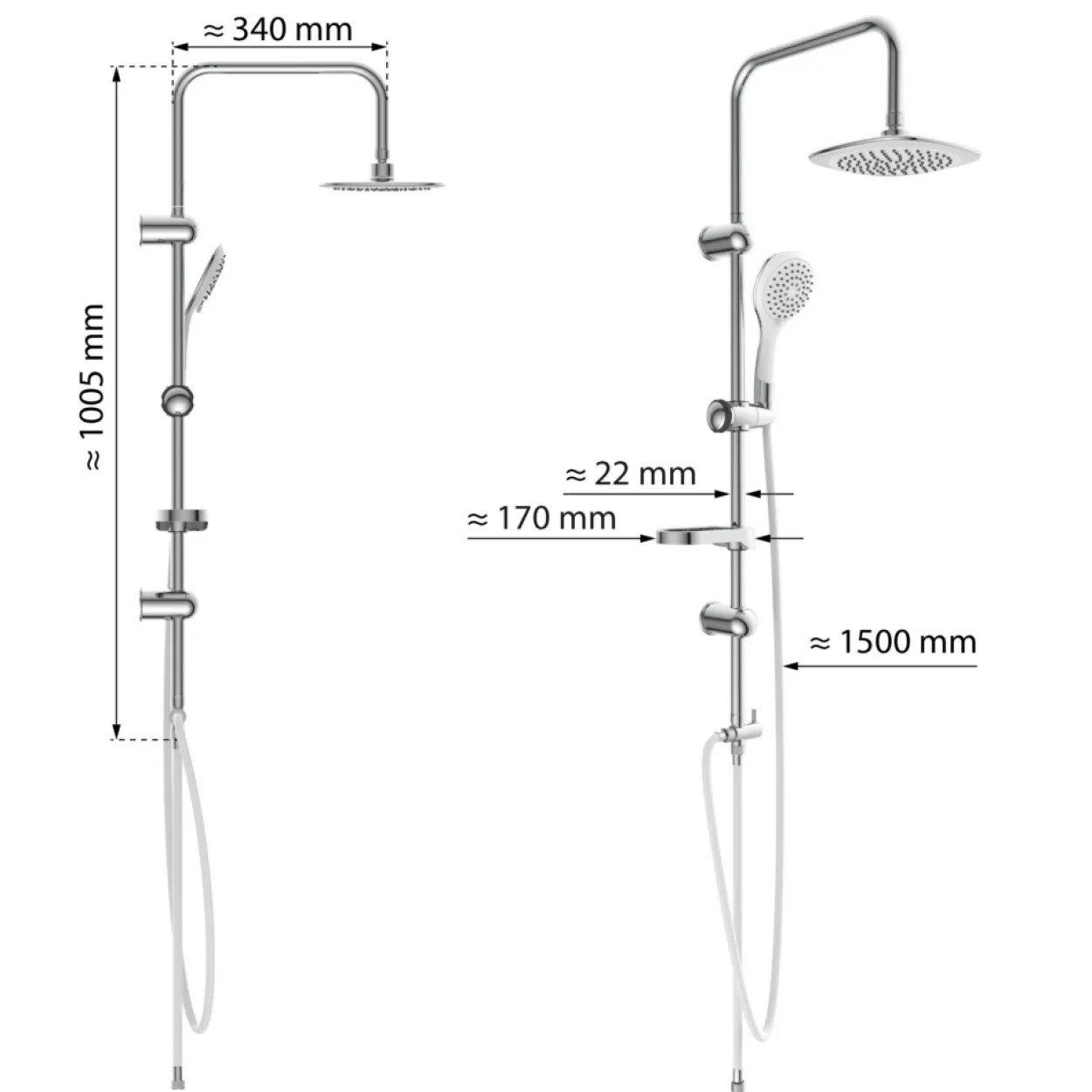 Duschset DUSCHTRAUM Chrom/Weiß