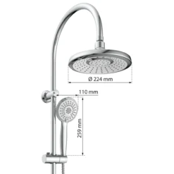 Duschset SOMMERREGEN, Regendusche ohne Armatur, Duschsystem, Handbrause mit 5 Funktionen