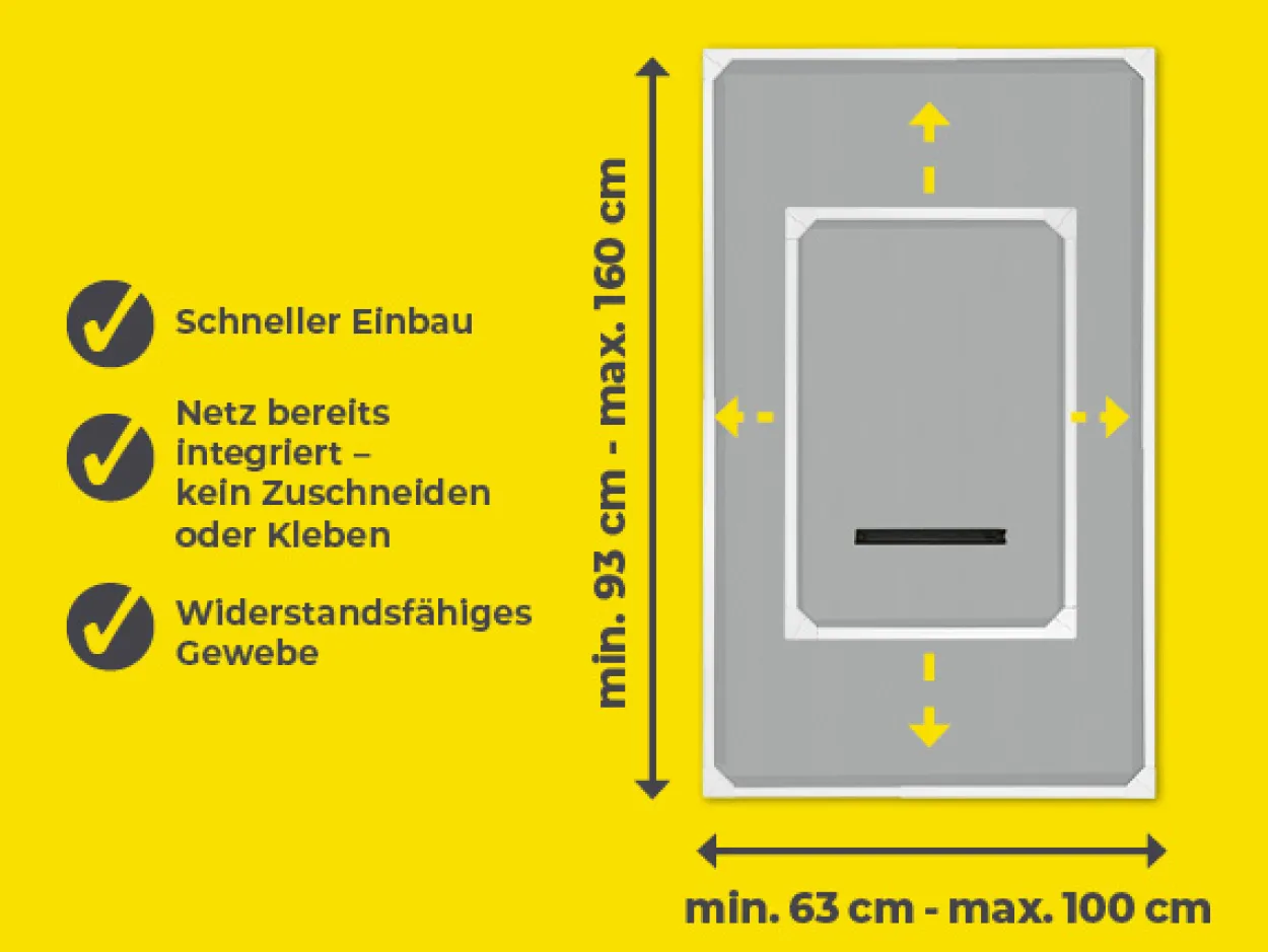 EASYmaxx Moskitonetz Dachfenster Magic Fit, ca. 100 x 160 cm - Weiß