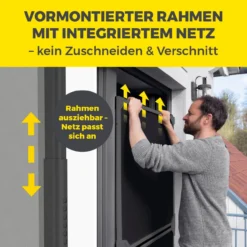 EASYmaxx Moskitonetz Schwingtür Magic Fit, ca. 115 x 270 cm - Anthrazit
