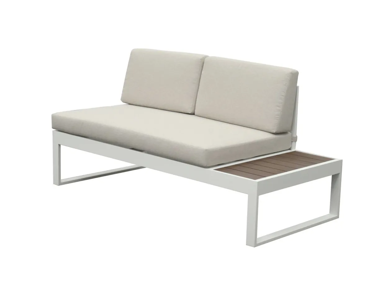 Ecklounge mit Tisch und Ablagetisch "Lima" - Weiß/Grau