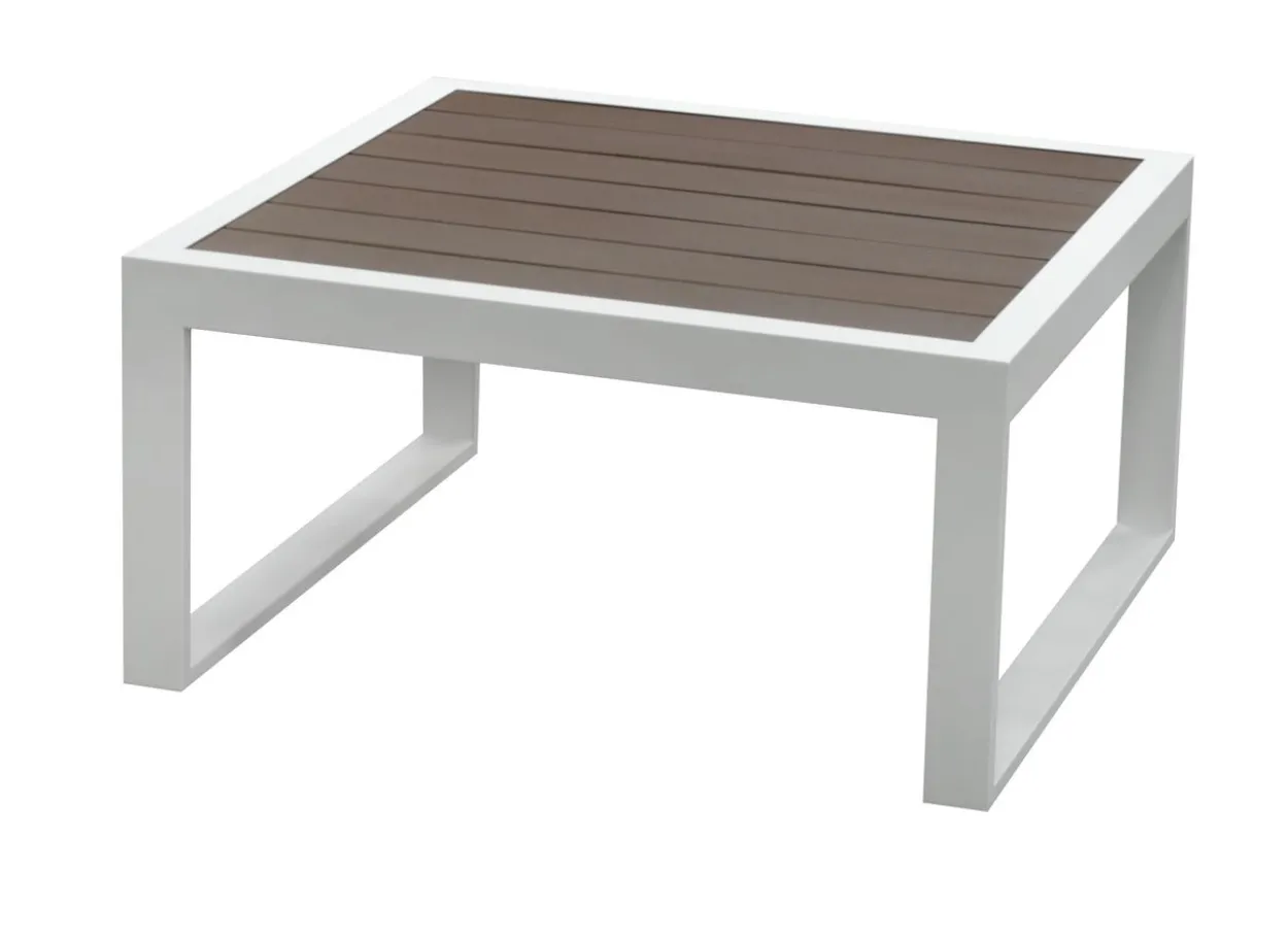 Ecklounge mit Tisch und Ablagetisch "Lima" - Weiß/Grau