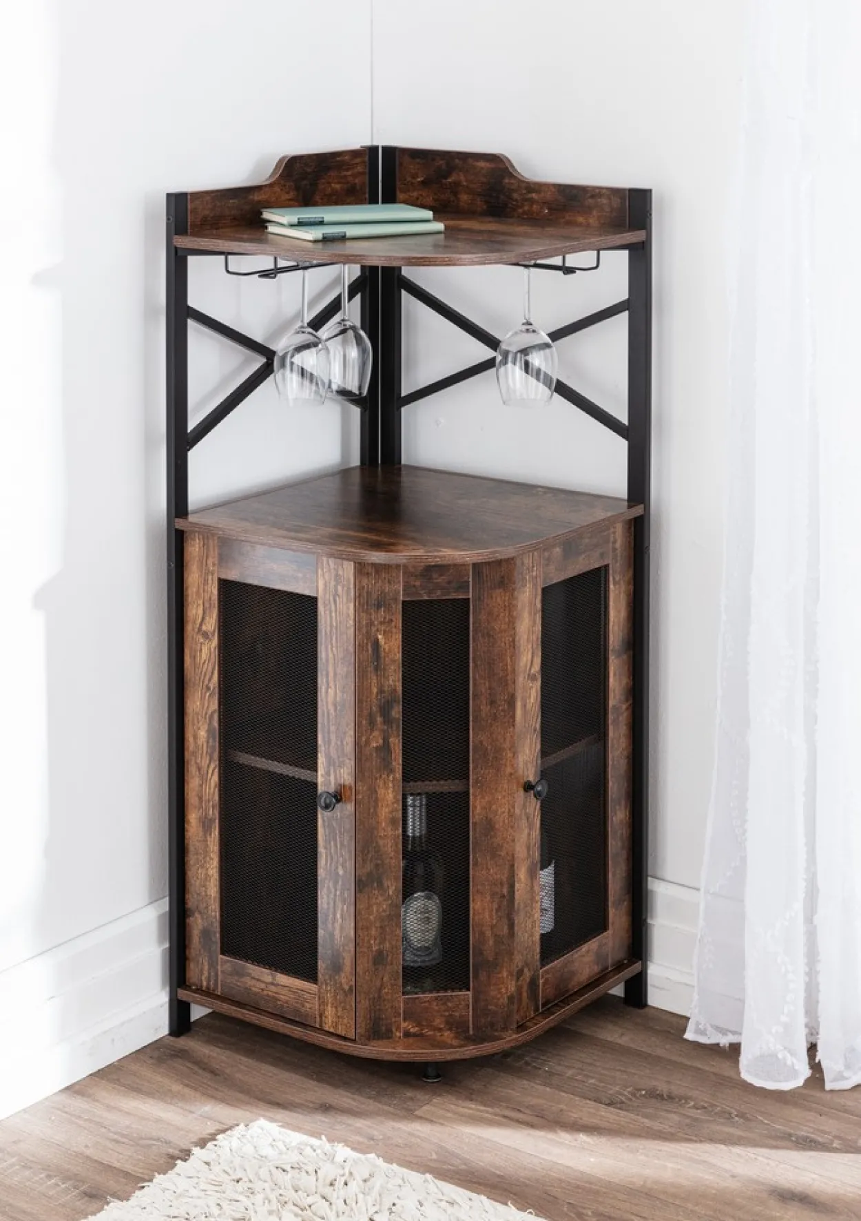 Eckregal, ca. 47,5 x 47,5 x 130 cm - Braun