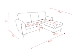 Ecksofa, ca. 207 x 142-78 x 96 cm - Grau