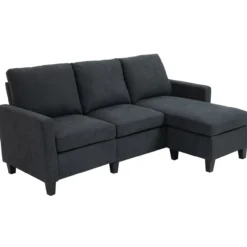 Ecksofa Couchgarnitur mit wendbarer Chaiselongue Dunkelgrau