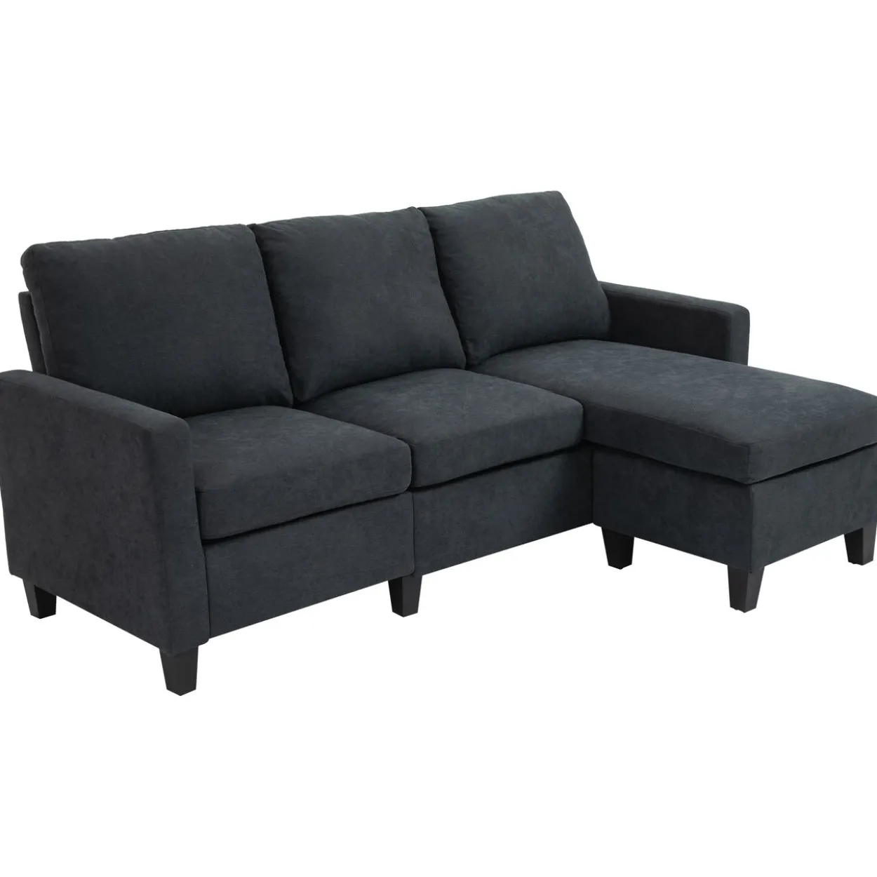 Ecksofa Couchgarnitur mit wendbarer Chaiselongue Dunkelgrau