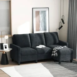 Ecksofa Couchgarnitur mit wendbarer Chaiselongue Dunkelgrau