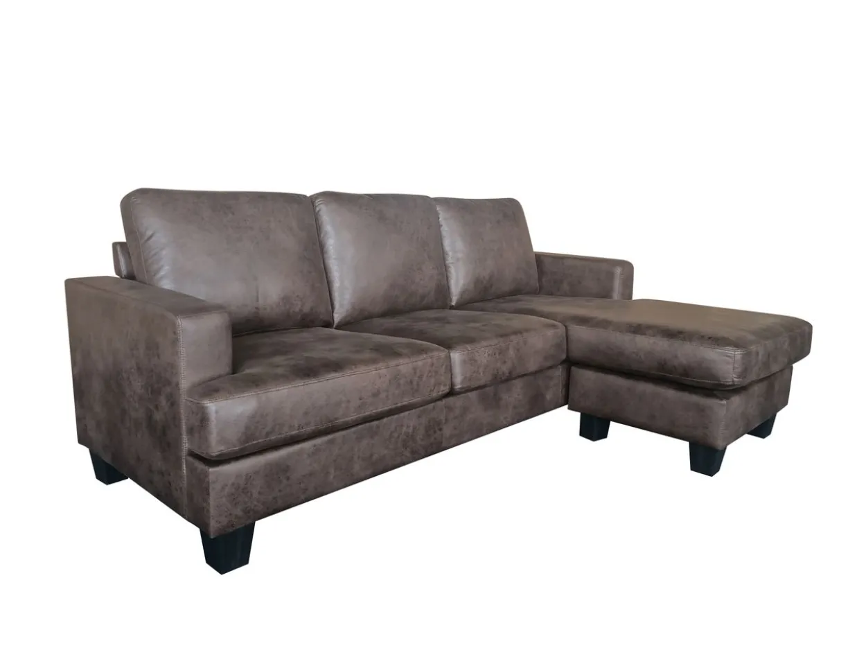 Ecksofa in Vintage Optik - Dunkelbraun