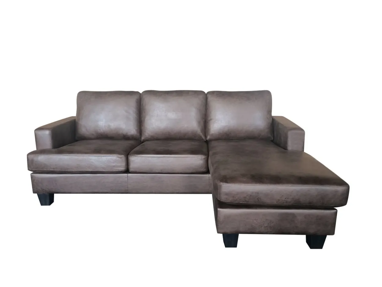Ecksofa in Vintage Optik - Dunkelbraun