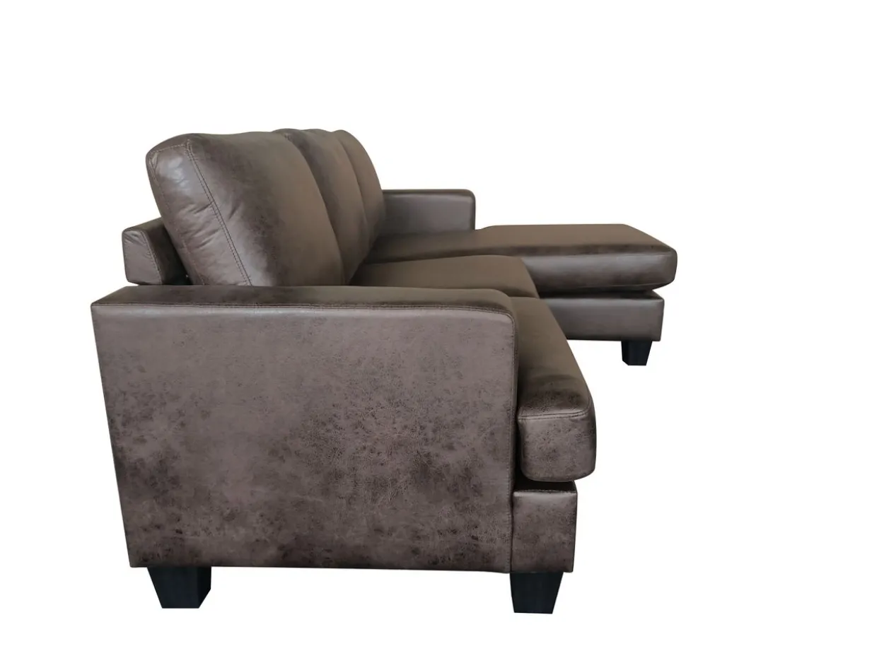 Ecksofa in Vintage Optik - Dunkelbraun
