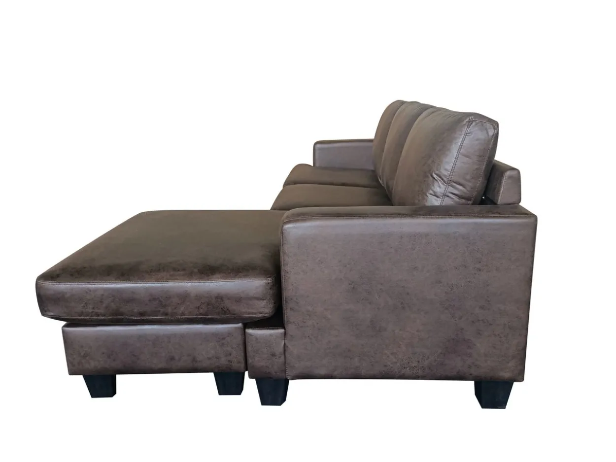 Ecksofa in Vintage Optik - Dunkelbraun