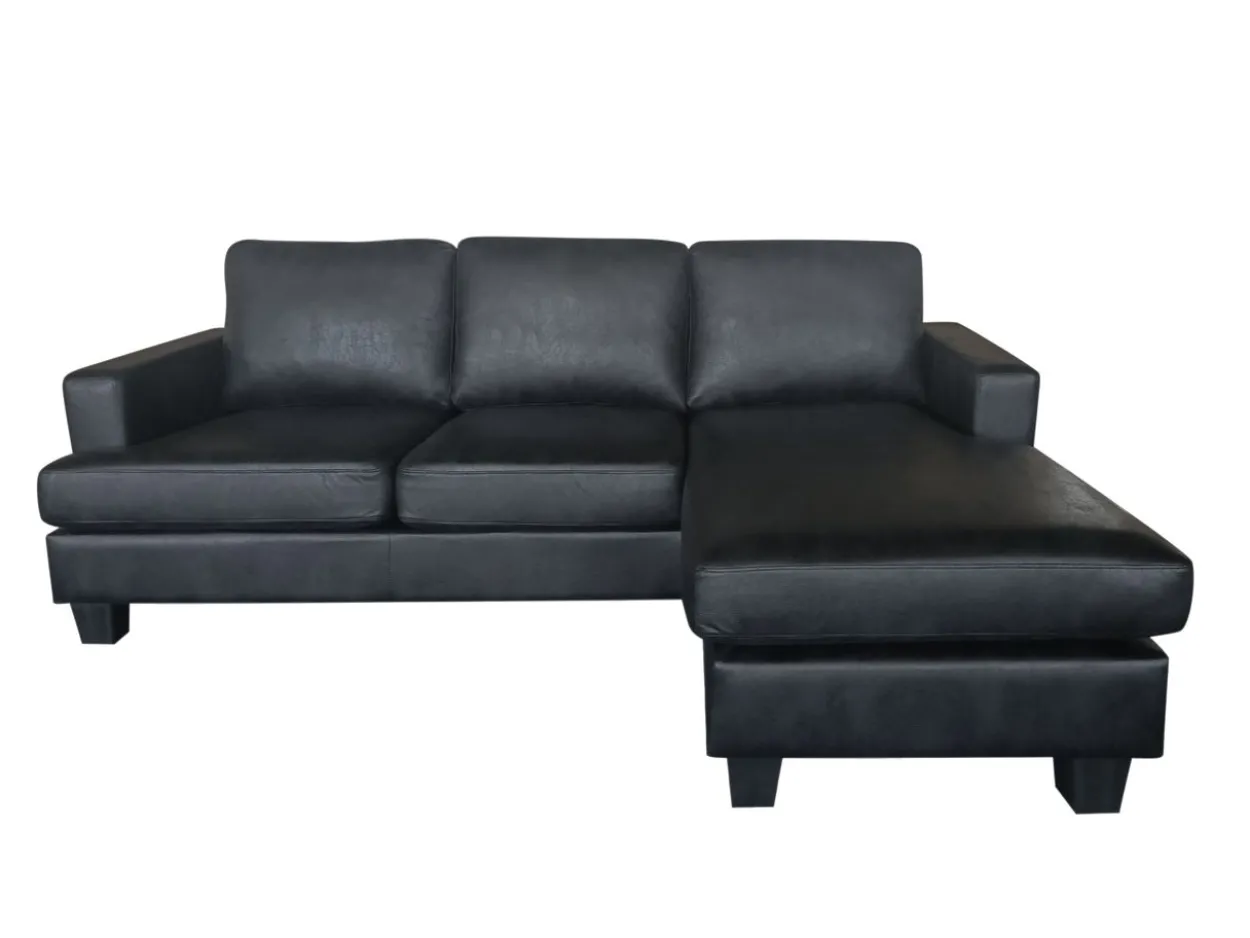 Ecksofa in Vintage Optik schwarz