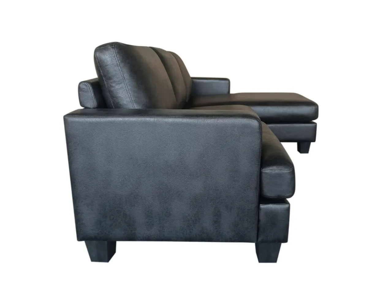 Ecksofa in Vintage Optik schwarz