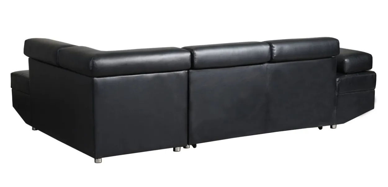 Ecksofa mit Bettfunktion & Kopfteilverstellung Bettsofa schwarz