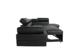 Ecksofa mit Bettfunktion & Kopfteilverstellung Bettsofa schwarz