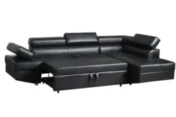 Ecksofa mit Bettfunktion & Kopfteilverstellung Bettsofa schwarz