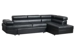 Ecksofa mit Bettfunktion & Kopfteilverstellung Bettsofa schwarz
