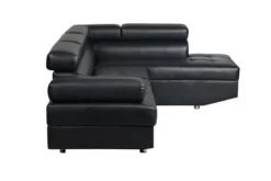 Ecksofa mit Bettfunktion & Kopfteilverstellung Bettsofa schwarz