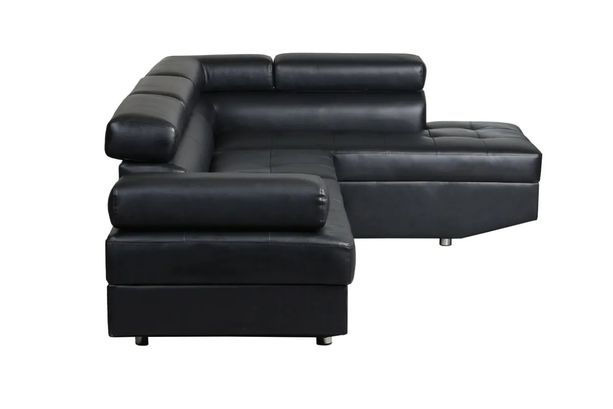 Ecksofa mit Bettfunktion & Kopfteilverstellung Bettsofa schwarz