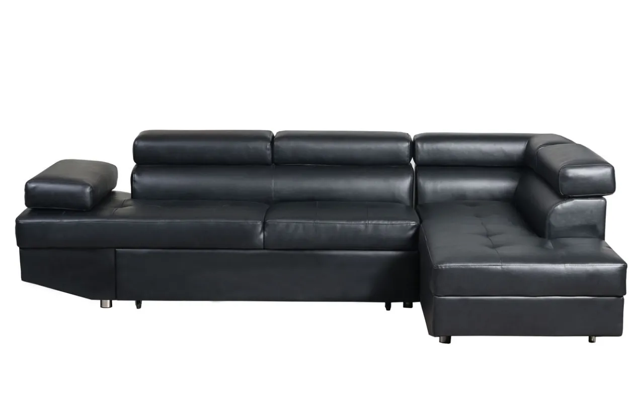 Ecksofa mit Bettfunktion & Kopfteilverstellung Bettsofa schwarz
