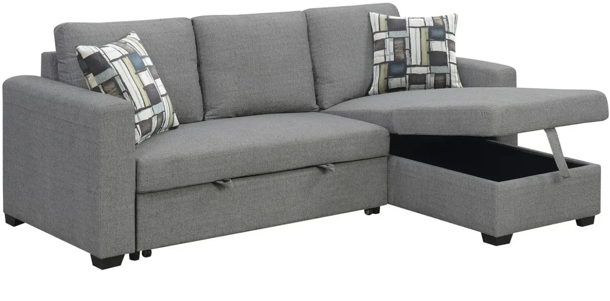 Ecksofa mit Stauraum & Schlaffunktion, ca. 223 x 146 x 88 cm - Grau