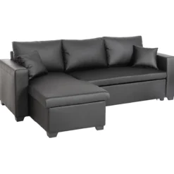 Ecksofa mit Stauraum & Schlaffunktion, ca. 223 x 146 x 88 cm - Schwarz