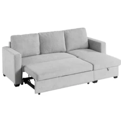 Ecksofa, reversibel links/rechts, ca. 220 x 147 x 86 cm - Hellgrau