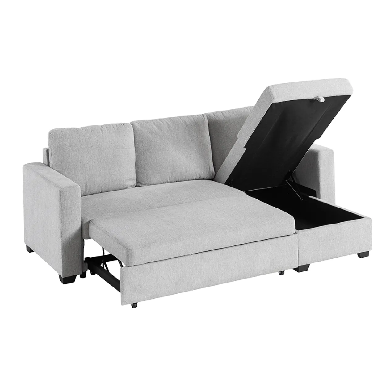 Ecksofa, reversibel links/rechts, ca. 220 x 147 x 86 cm - Hellgrau