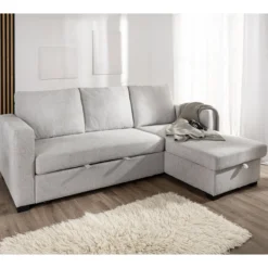 Ecksofa, reversibel links/rechts, ca. 220 x 147 x 86 cm - Hellgrau