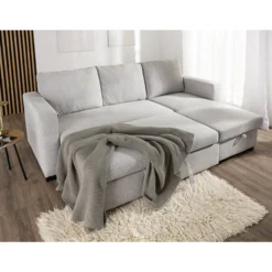 Ecksofa, reversibel links/rechts, ca. 220 x 147 x 86 cm - Hellgrau